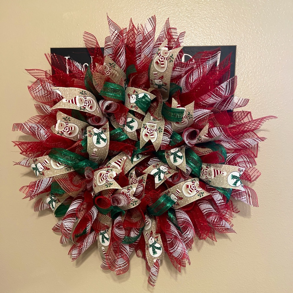 Handmade Christmas Snowman Wreth